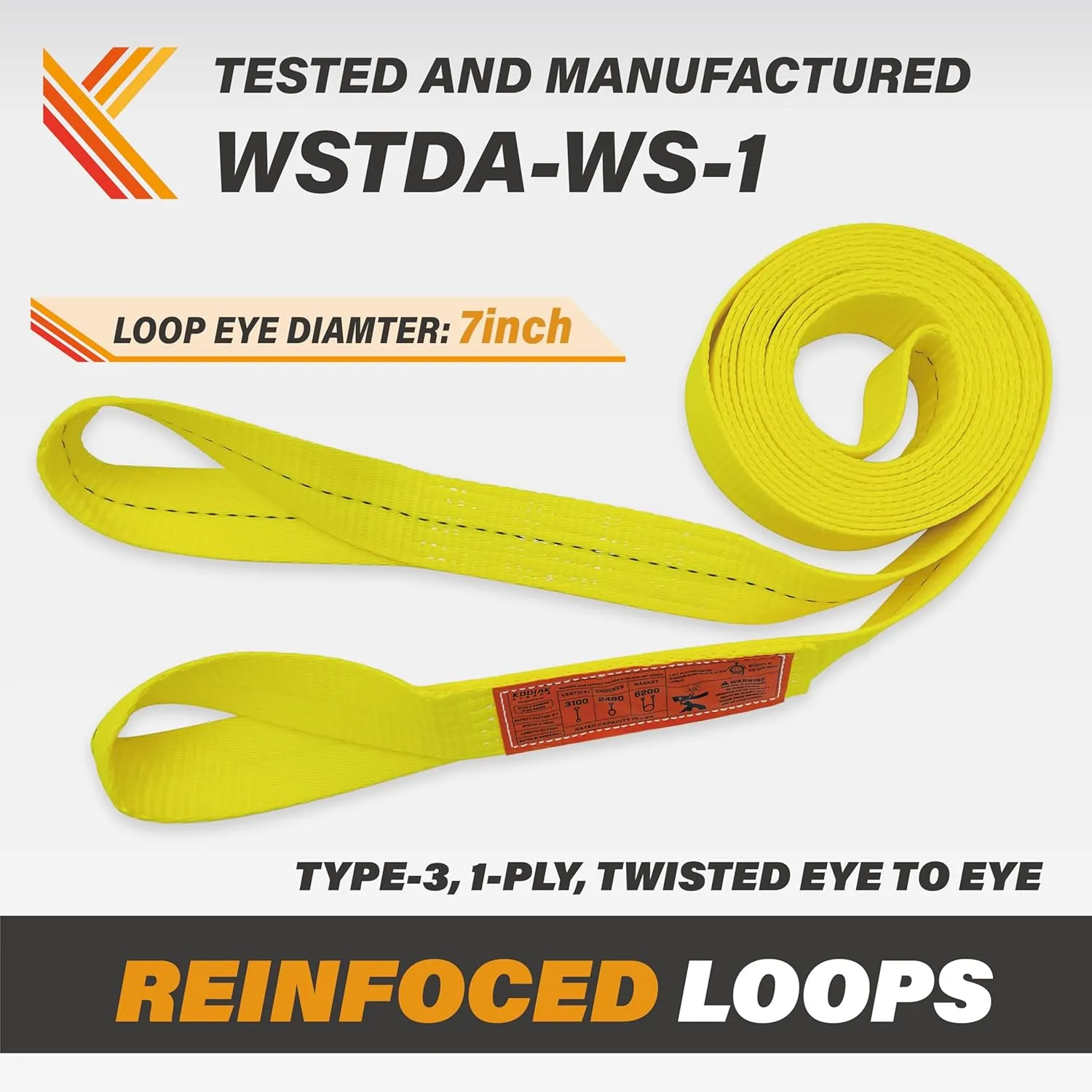 1-Ply Webbing Sling 2”x 4ft Lifting Straps 2Pack Heavy Duty Web Strap Rigging Moving Towing Hoisting Gear KODIAK STRAPS