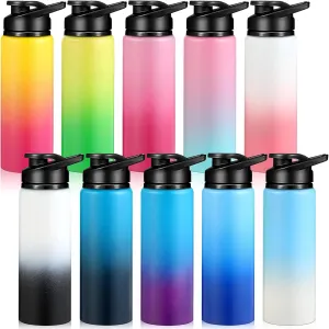 10 Pieces 25oz Reusable Aluminum Water Bottles Bulk Multicolor Outdoor Sports Water Bottles for Travel, Gym, Hiking, Cycling, Camping, Fishing, Snap Lid