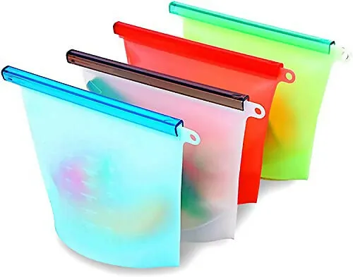 1000ml Silicone Food Storage Bags Airtight & Leakproof Reusable Containers (Pack of 3)