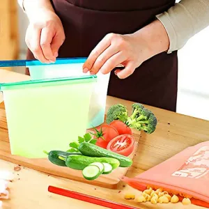 1000ml Silicone Food Storage Bags Airtight & Leakproof Reusable Containers (Pack of 3)