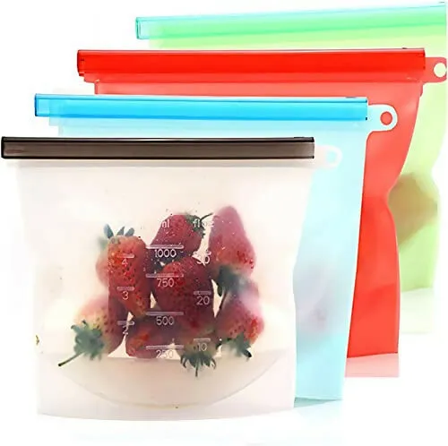 1000ml Silicone Food Storage Bags Airtight & Leakproof Reusable Containers (Pack of 3)