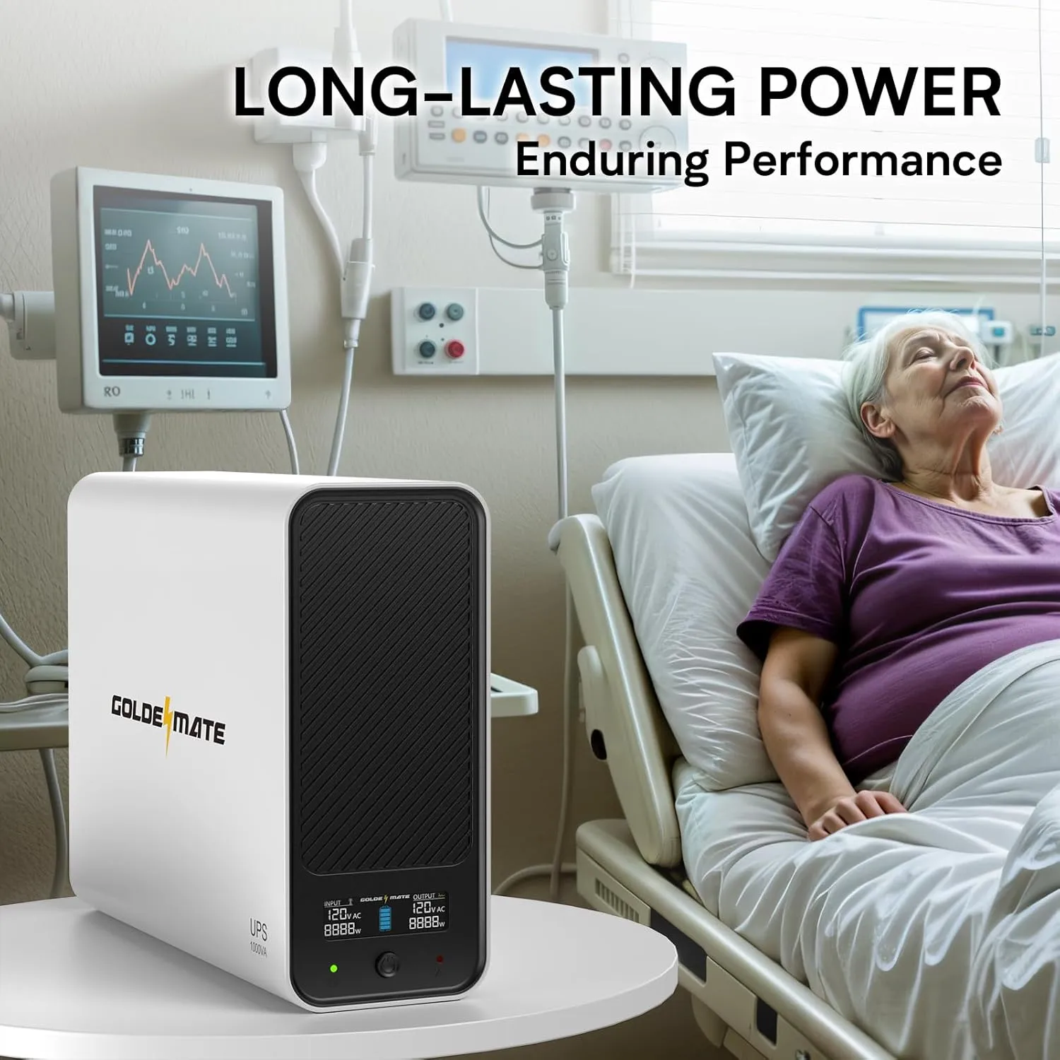 1000VA/600W Lithium UPS Battery Backup and Surge Protector, Backup Battery Power Supply with LiFePO4 Batteries(153.6 Wh), Sinewave UPS System, 10 Years Lifespan, 8-Outlets, LCD Display