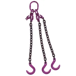 1/2" x 15' - Adjustable 3 Leg Chain Sling w/ Foundry Hooks - Grade 100