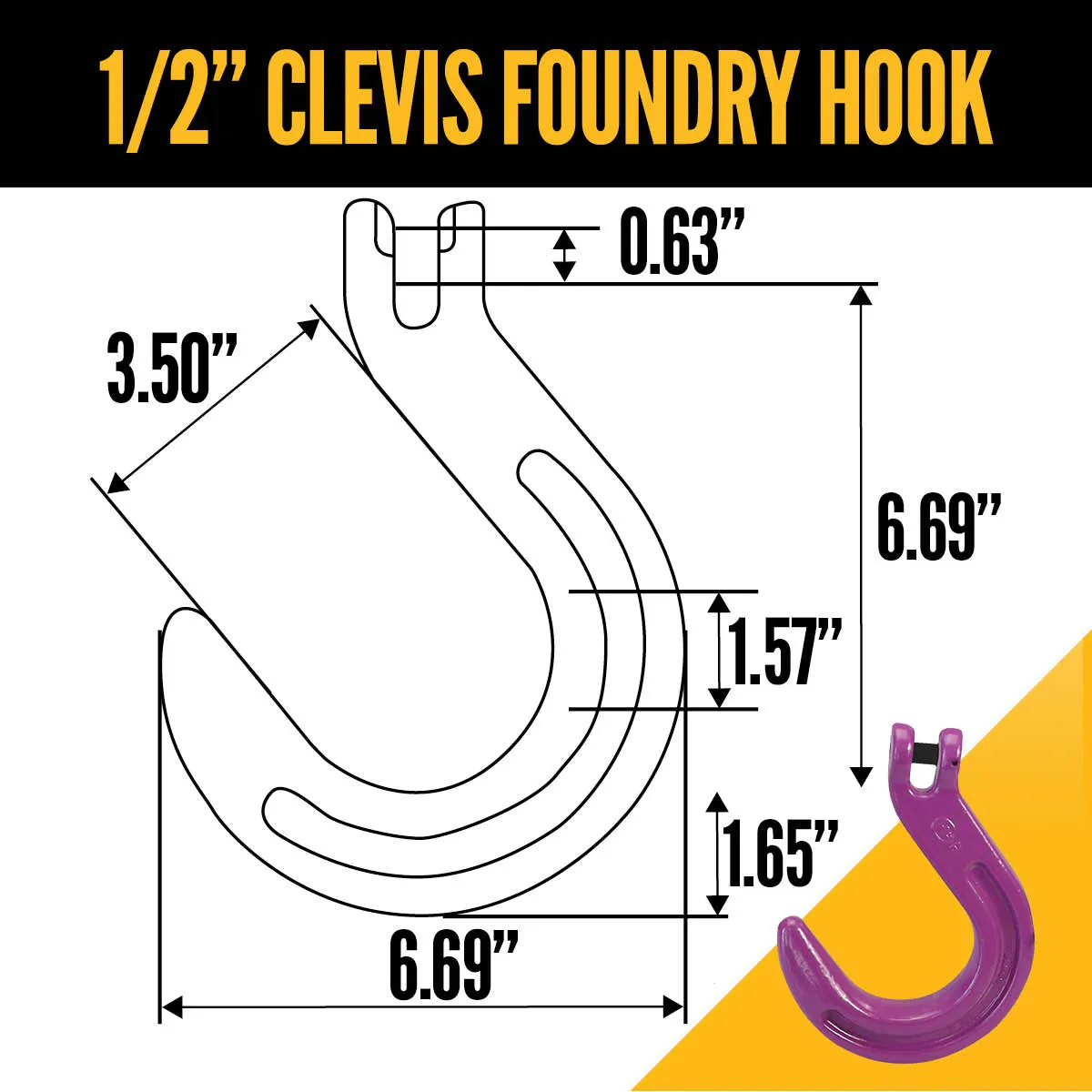 1/2" x 5' - Adjustable 2 Leg Chain Sling w/ Foundry Hooks - Grade 100