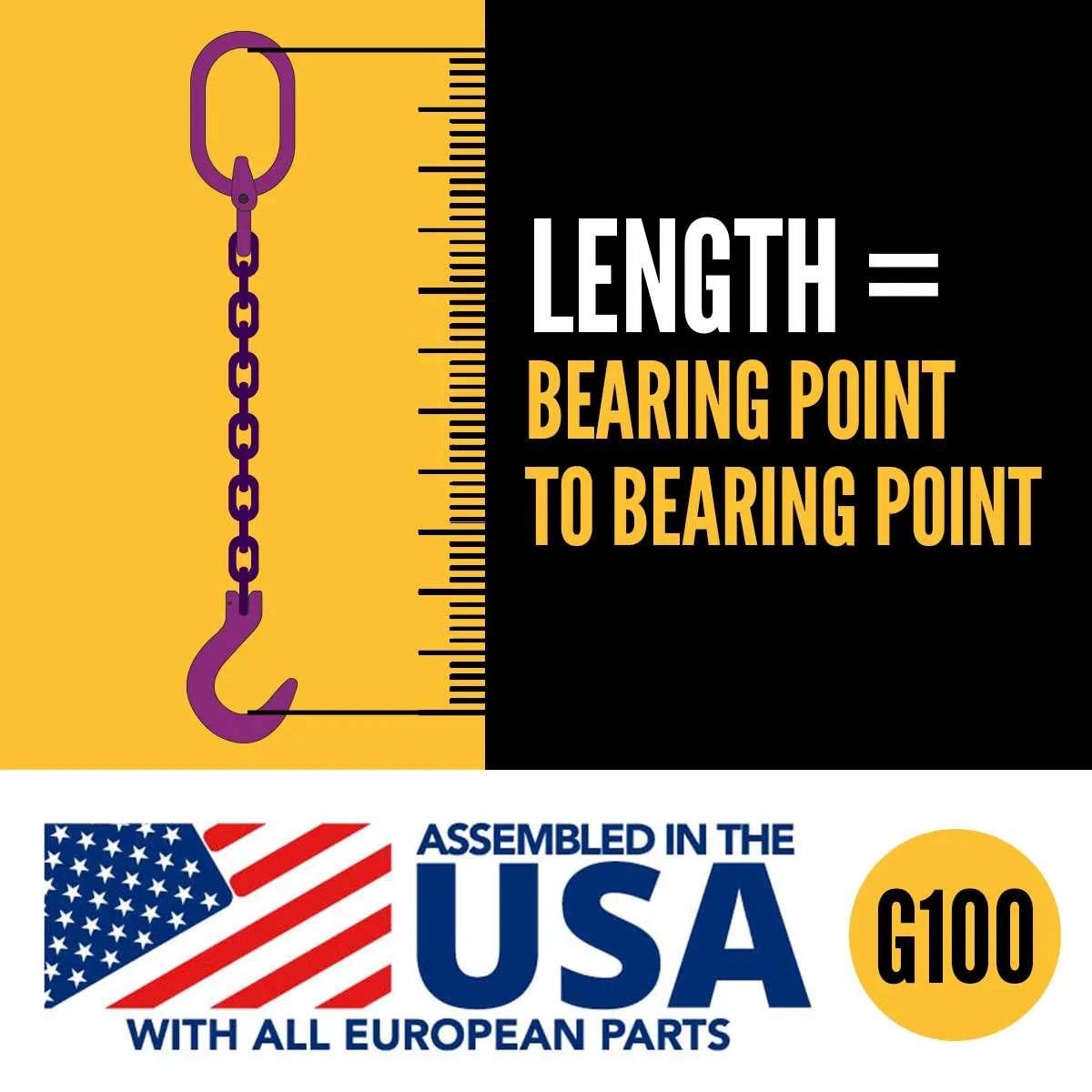 1/2" x 5' - Adjustable 2 Leg Chain Sling w/ Foundry Hooks - Grade 100