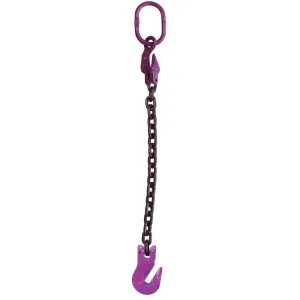1/2" x 5' - Adjustable Single Leg Chain Sling w/ Grab Hook - Grade 100