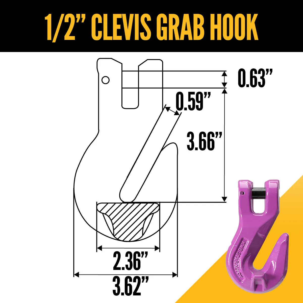 1/2" x 5' - Adjustable Single Leg Chain Sling w/ Grab Hook - Grade 100
