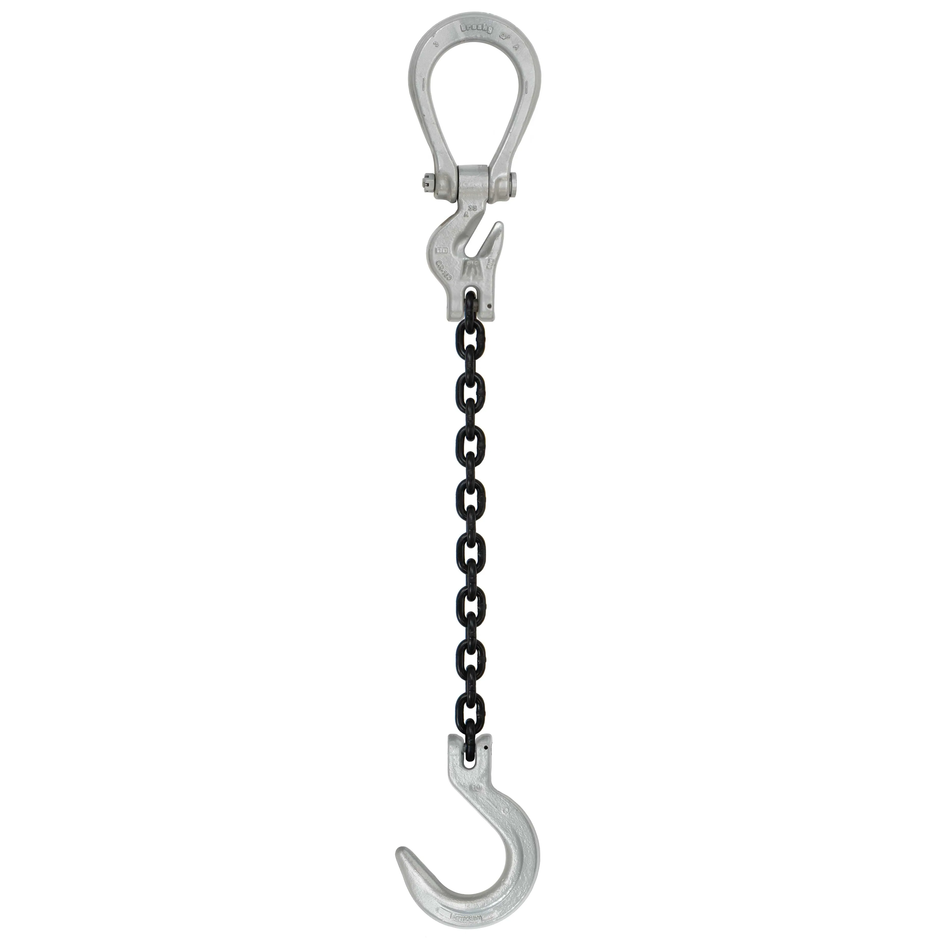1/2" x 5' - Domestic Adjustable Single Leg Chain Sling with Crosby Foundry Hook - Grade 100