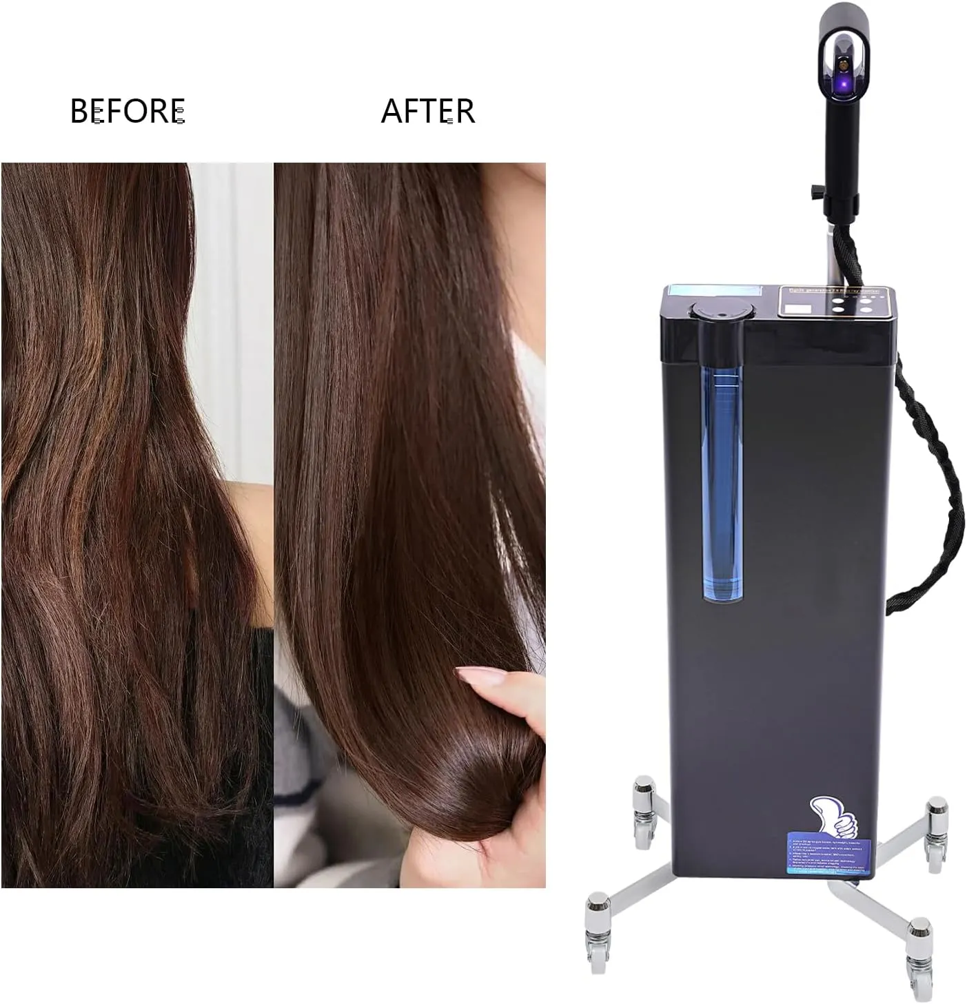 1300w Nano Hair Steamer | 3-in-1 Commercial Grade Salon Steamer with Adjustable Nanospray | 110v Professional Micro-Mist Nano Hair Steamer for Hair Care, Repair, Color in Hair Salons (Black)