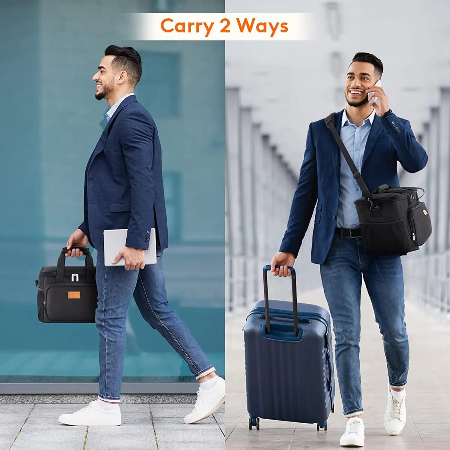 15L Large Lunch Bag Insulated Lunch Box 24-Can Soft Cooler Cooling Tote for Adult Men Women, Black