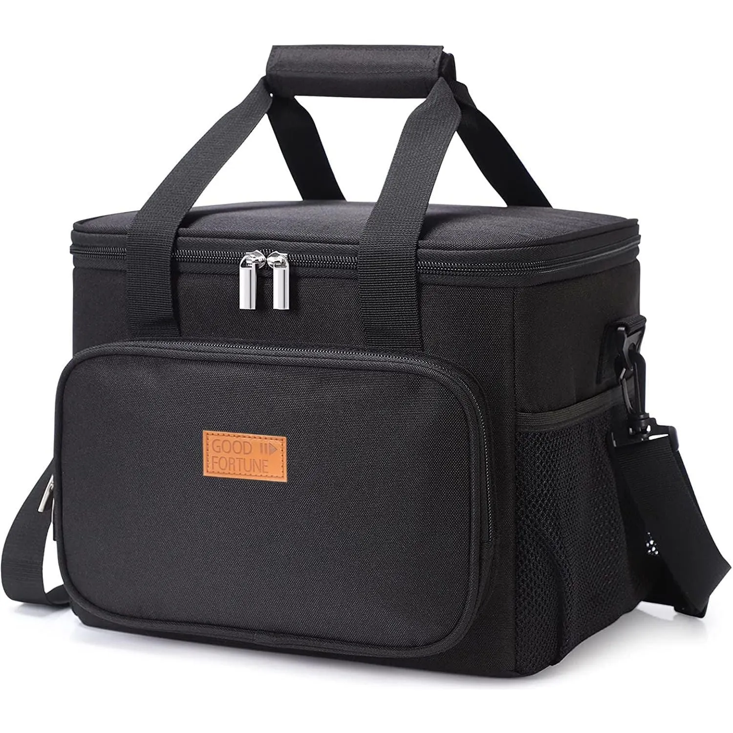 15L Large Lunch Bag Insulated Lunch Box 24-Can Soft Cooler Cooling Tote for Adult Men Women, Black