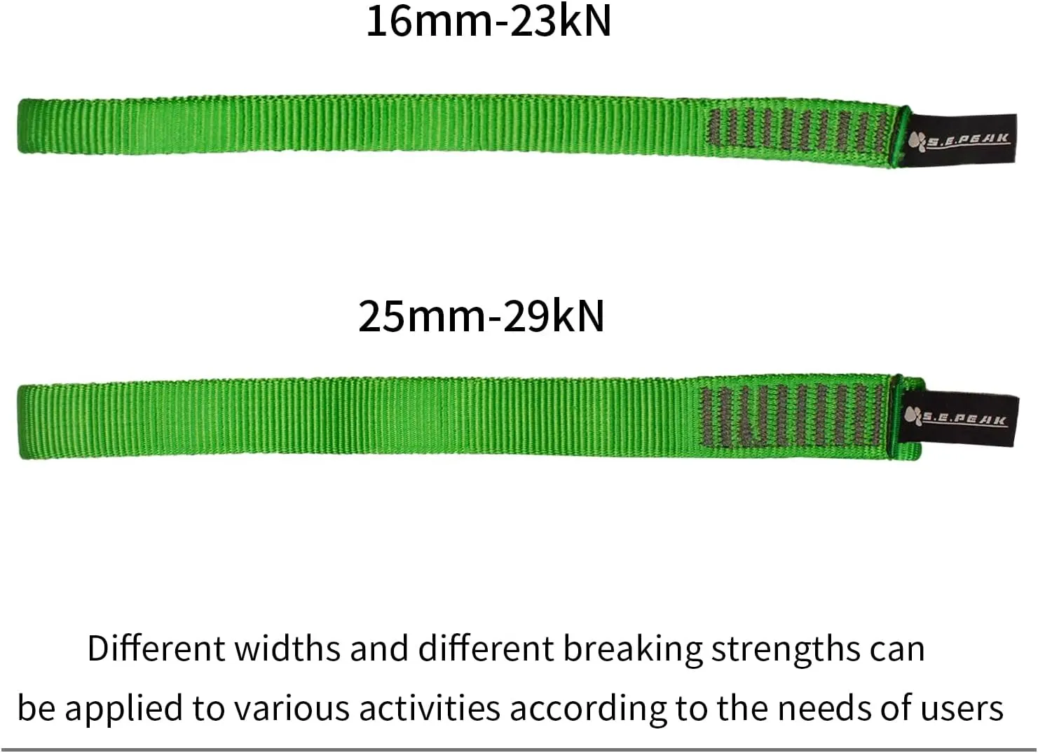 16mm Nylon Climbing Sling Runner, 23KN/5171 lbs, EN566 Rock Climbing Webbing Straps for Tree Work, Positioning, Rigging, Ziplining, Anchoring,Hanging, Stretching,3pc,48inch,Green