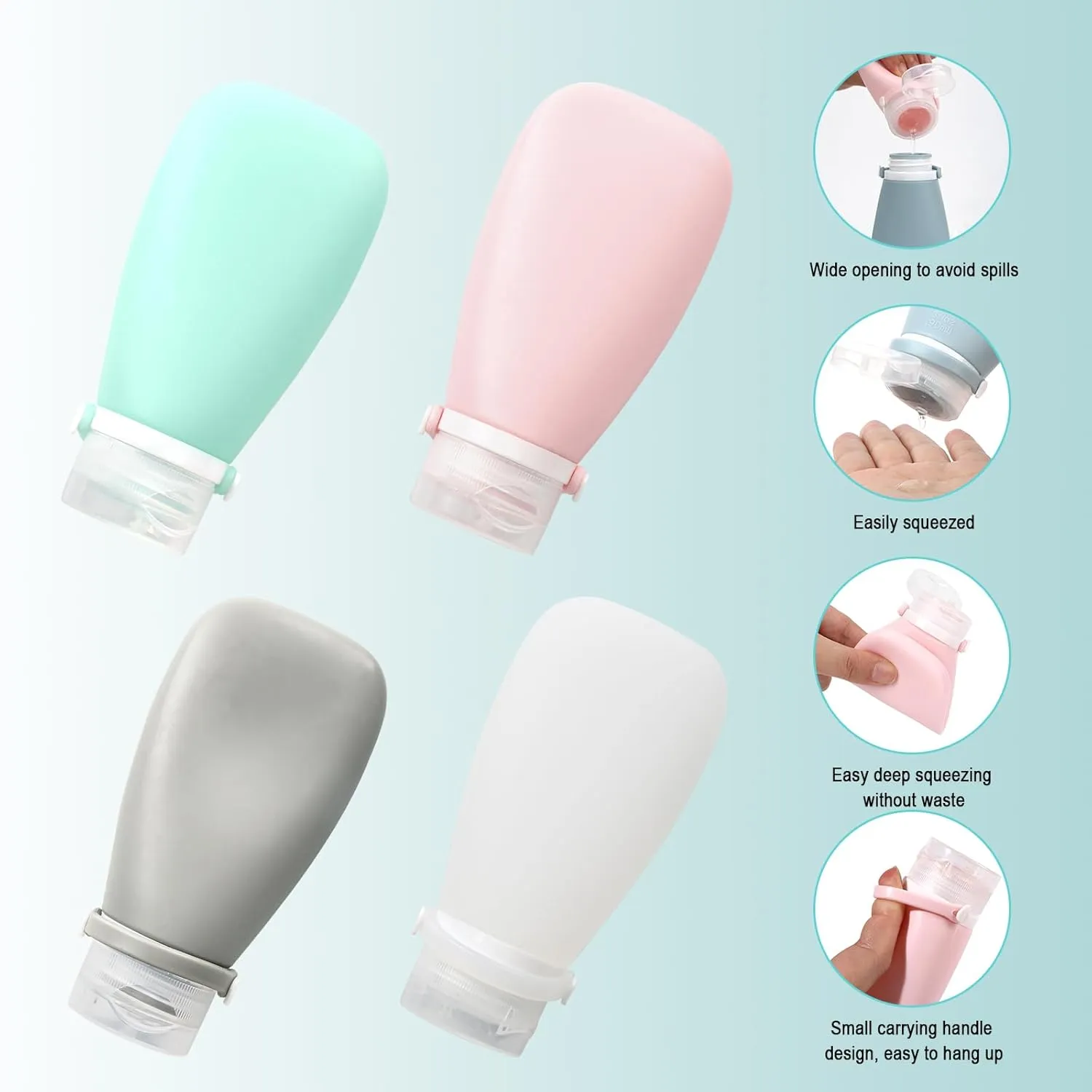 18 Pc Travel Set: Leak-Proof, TSA Approved Bottles, Toiletry Bag, Funnel, Toothbrush Cover