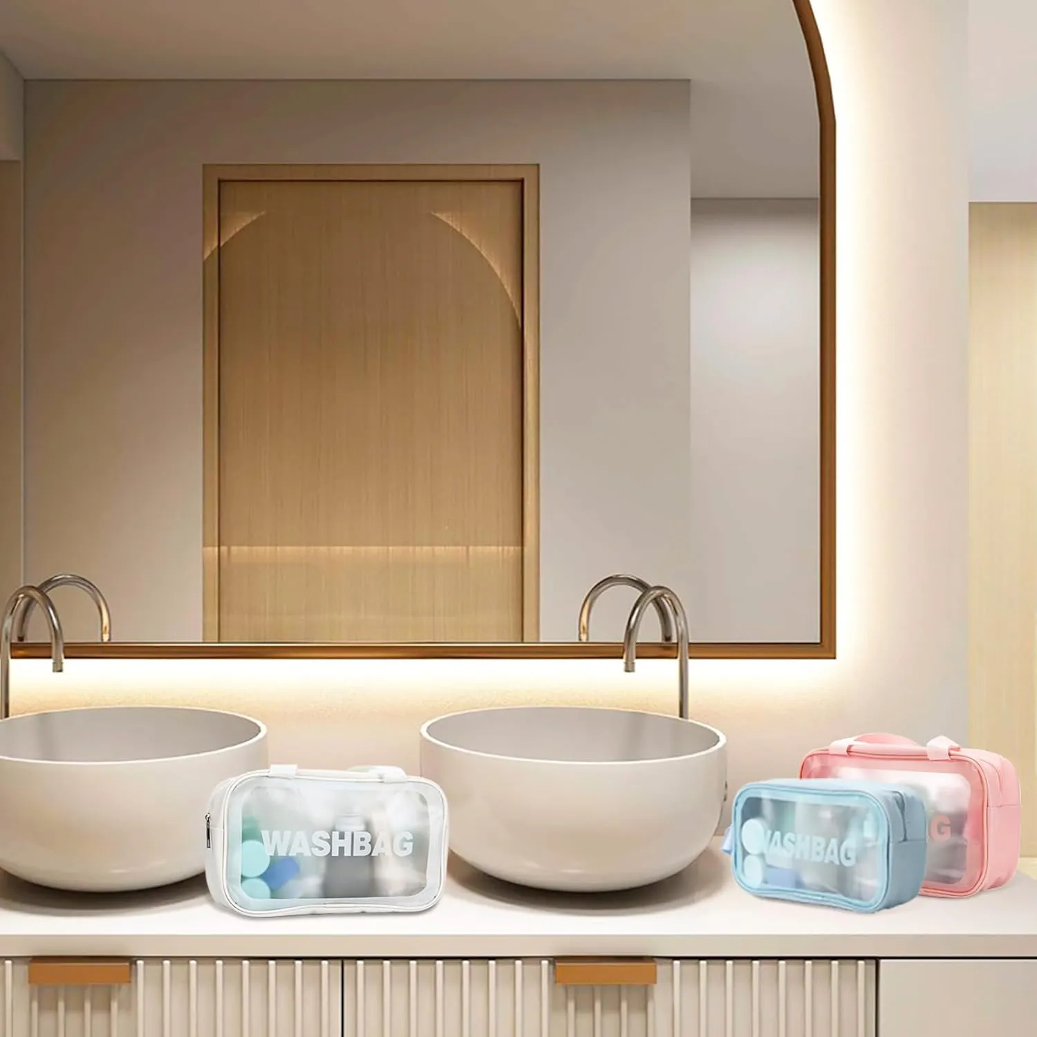 18 Pc Travel Set: Leak-Proof, TSA Approved Bottles, Toiletry Bag, Funnel, Toothbrush Cover