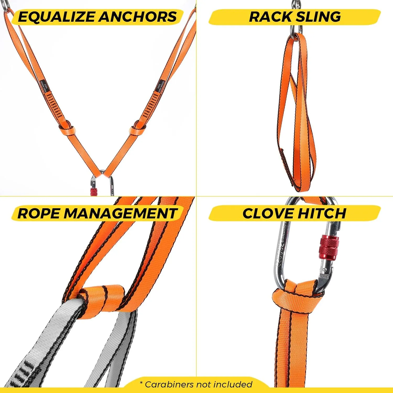18MM Nylon Climbing Sling Runner 23KN CE2008/EN566 Strong Webbing Straps for Rock Climbing,Mountaineering, Rappelling, Swing, Yoga Hammock etc