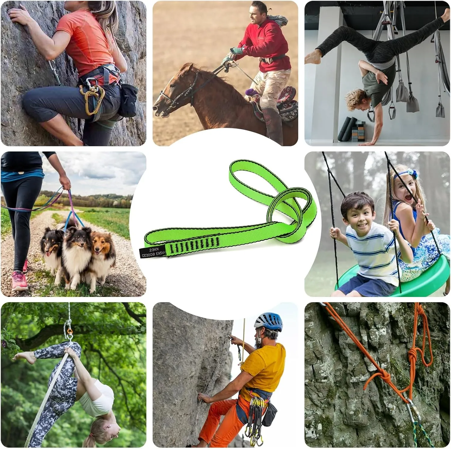 18MM Nylon Climbing Sling Runner 23KN CE2008/EN566 Strong Webbing Straps for Rock Climbing,Mountaineering, Rappelling, Swing, Yoga Hammock etc
