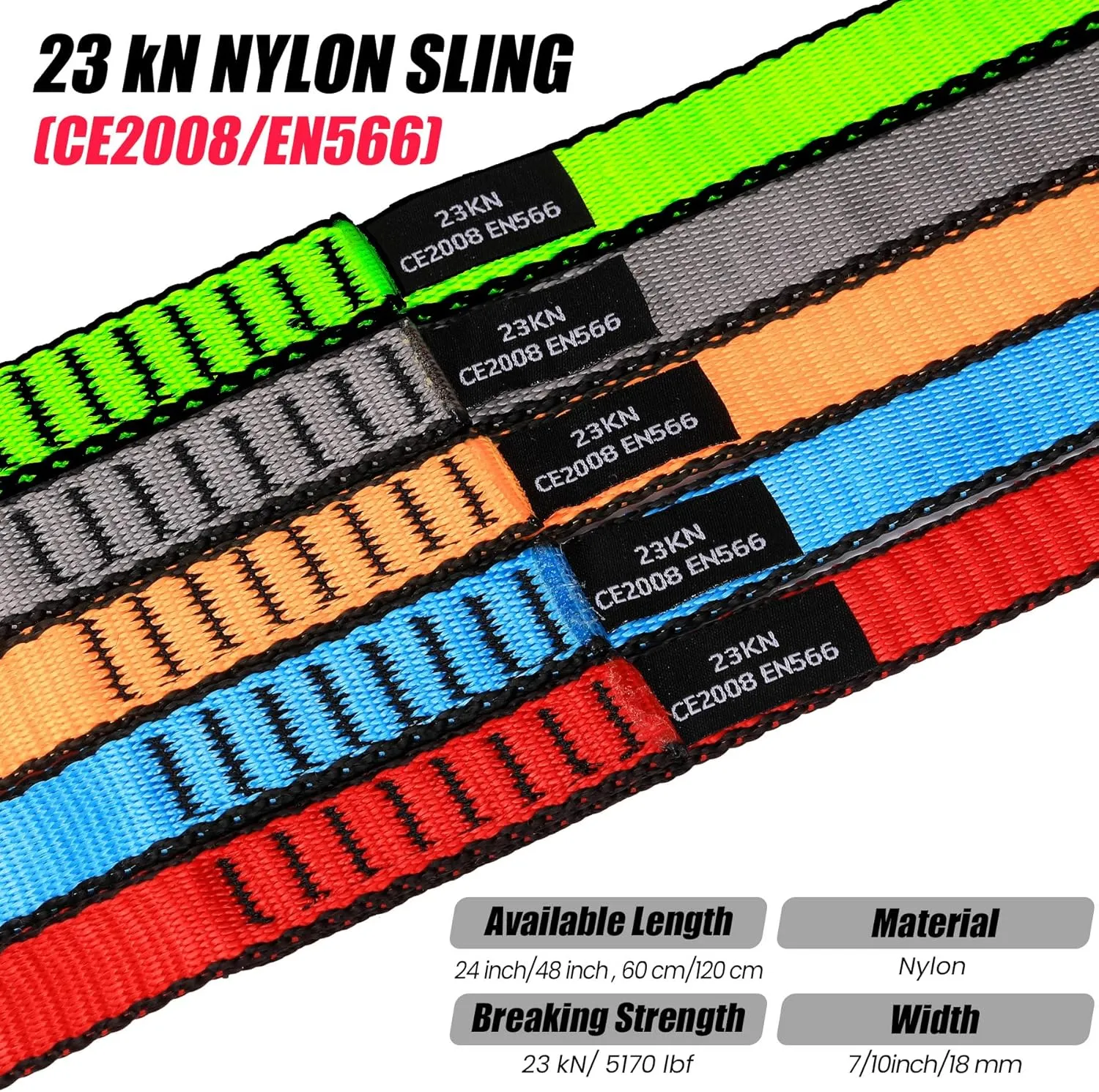 18MM Nylon Climbing Slings Runners 23 kN Strong Webbing Straps for Rock Climbing, Rappelling, Swing, Yoga Hammock etc