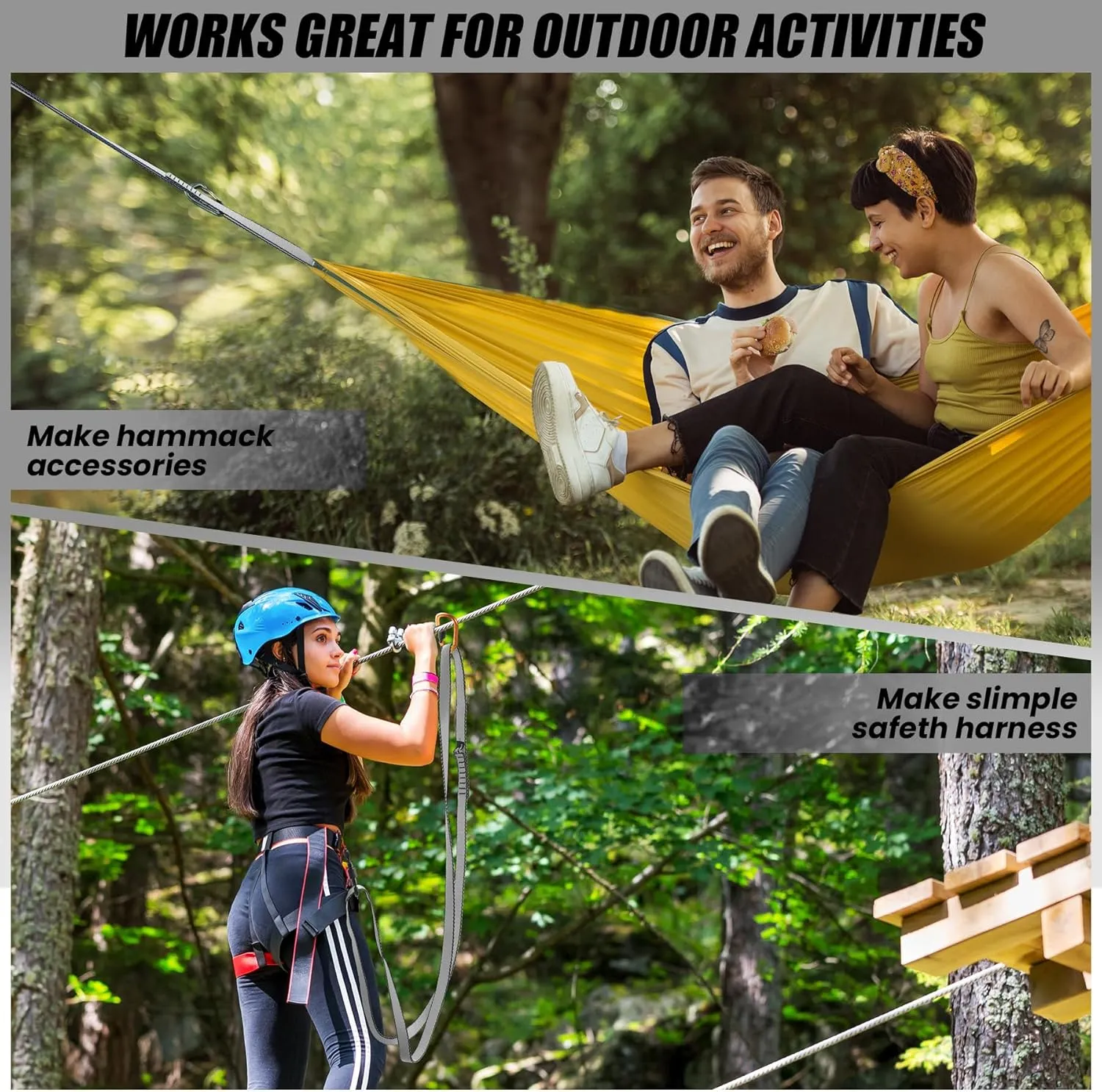 18MM Nylon Climbing Slings Runners 23 kN Strong Webbing Straps for Rock Climbing, Rappelling, Swing, Yoga Hammock etc