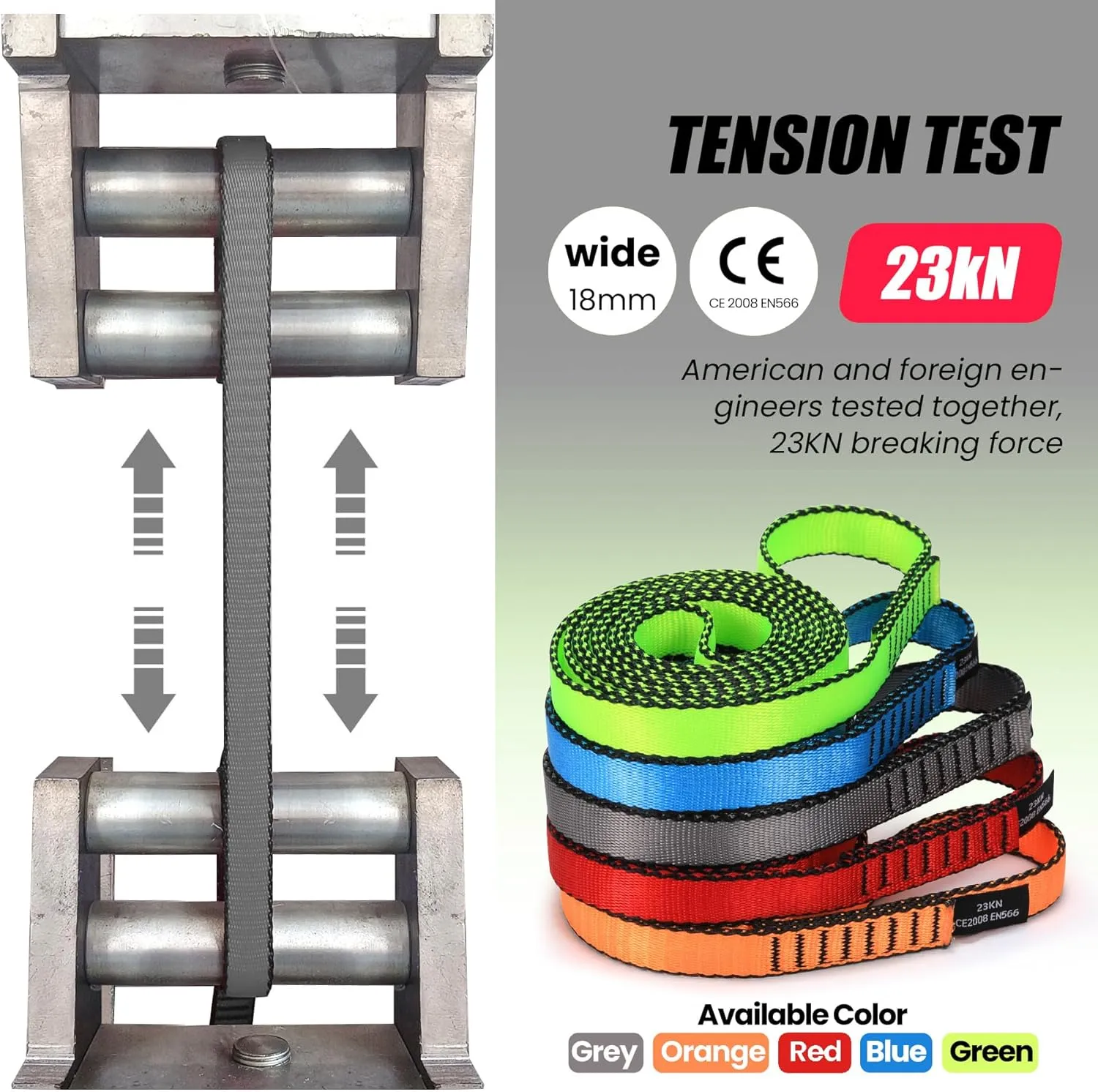 18MM Nylon Climbing Slings Runners 23 kN Strong Webbing Straps for Rock Climbing, Rappelling, Swing, Yoga Hammock etc