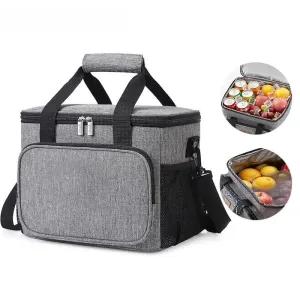 1pc Grey Oxford Cloth Lunch Bag With High Capacity, Handheld &amp; Shoulder Straps Portable Large Capacity Waterproof Leakproof