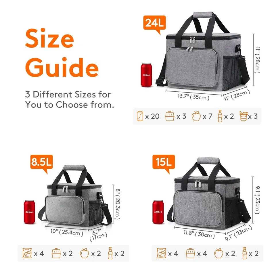 1pc Grey Oxford Cloth Lunch Bag With High Capacity, Handheld &amp; Shoulder Straps Portable Large Capacity Waterproof Leakproof