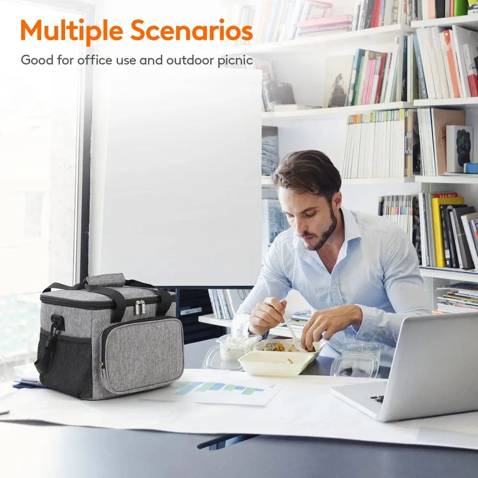 1pc Grey Oxford Cloth Lunch Bag With High Capacity, Handheld &amp; Shoulder Straps Portable Large Capacity Waterproof Leakproof