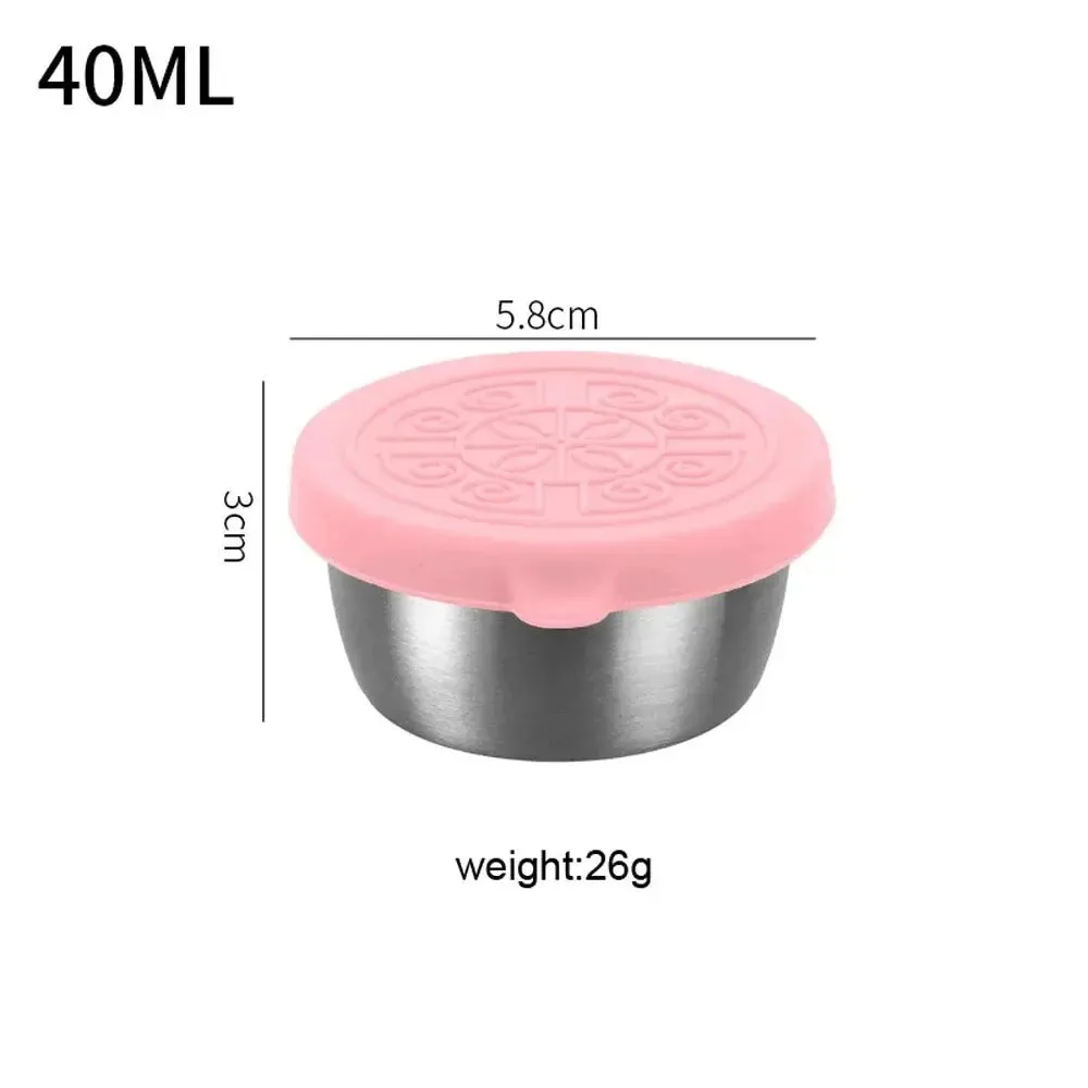 1pc Salad Dressing Container With 1.35oz/40ml Reusable Stainless Steel Cup And Leakproof