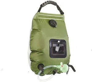 1x Solar Shower Bag 5Gallons/20L, Foldable Camping Shower Portable Solar Heating Bag with Removable Hose Pull-Off Switchable Shower Head for Camping Beach Swimming Outdoor Traveling Hiking, Green
