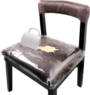 2 Pack Large Plastic Chair Covers for Dining Room, Clear Chair Seat Protectors with Adjustable Belt Strap Fits 18” – 22” Seats, Waterproof & Scratch Resistant Heavy Duty PVC Dining Chair Covers