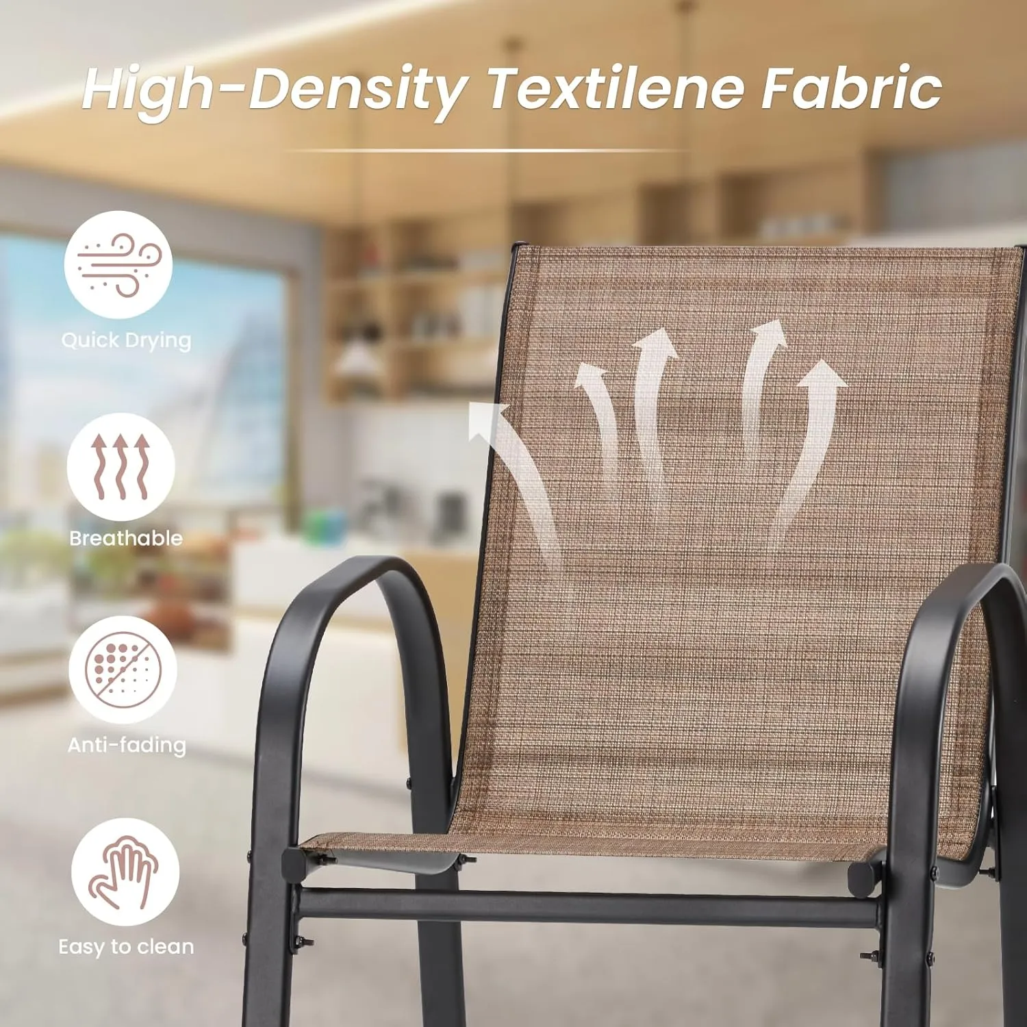 2-Piece Outdoor Bar Stool Set - Stackable High-Back Textilene Chairs & Weatherproof Steel Frame, 330lb Capacity Patio Furniture for Backyard/Balcony/Porch, Quick Assembly & Rust-Resistant