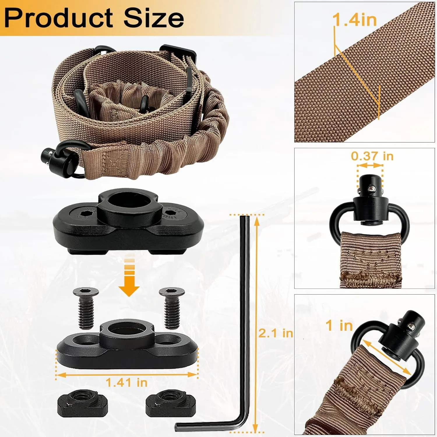 2 Point Sling Strap with QD Swivels, 1.5 inch Webbing Two Point QD Sling with Hardware Buckle