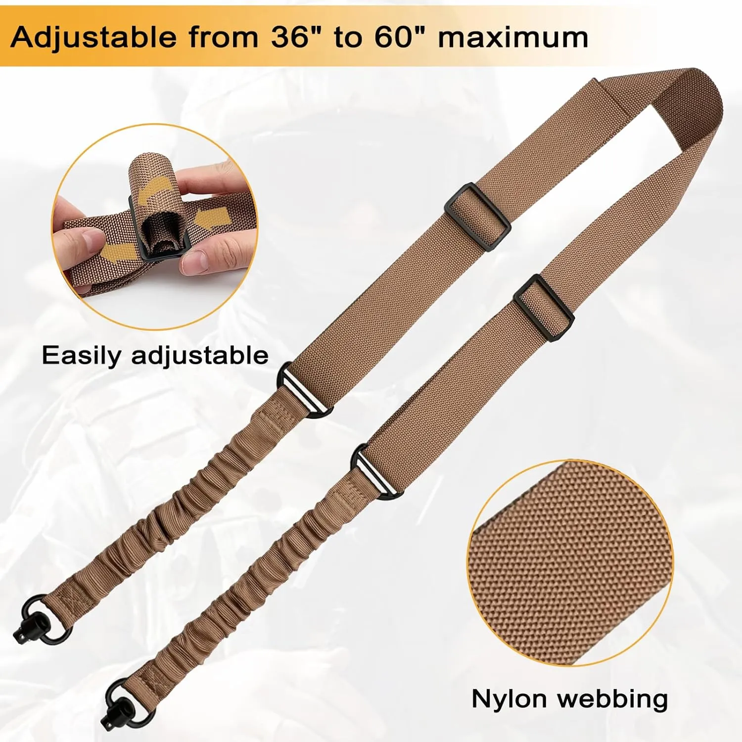 2 Point Sling Strap with QD Swivels, 1.5 inch Webbing Two Point QD Sling with Hardware Buckle