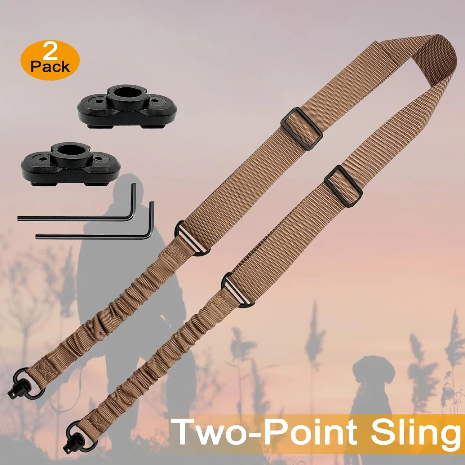 2 Point Sling Strap with QD Swivels, 1.5 inch Webbing Two Point QD Sling with Hardware Buckle
