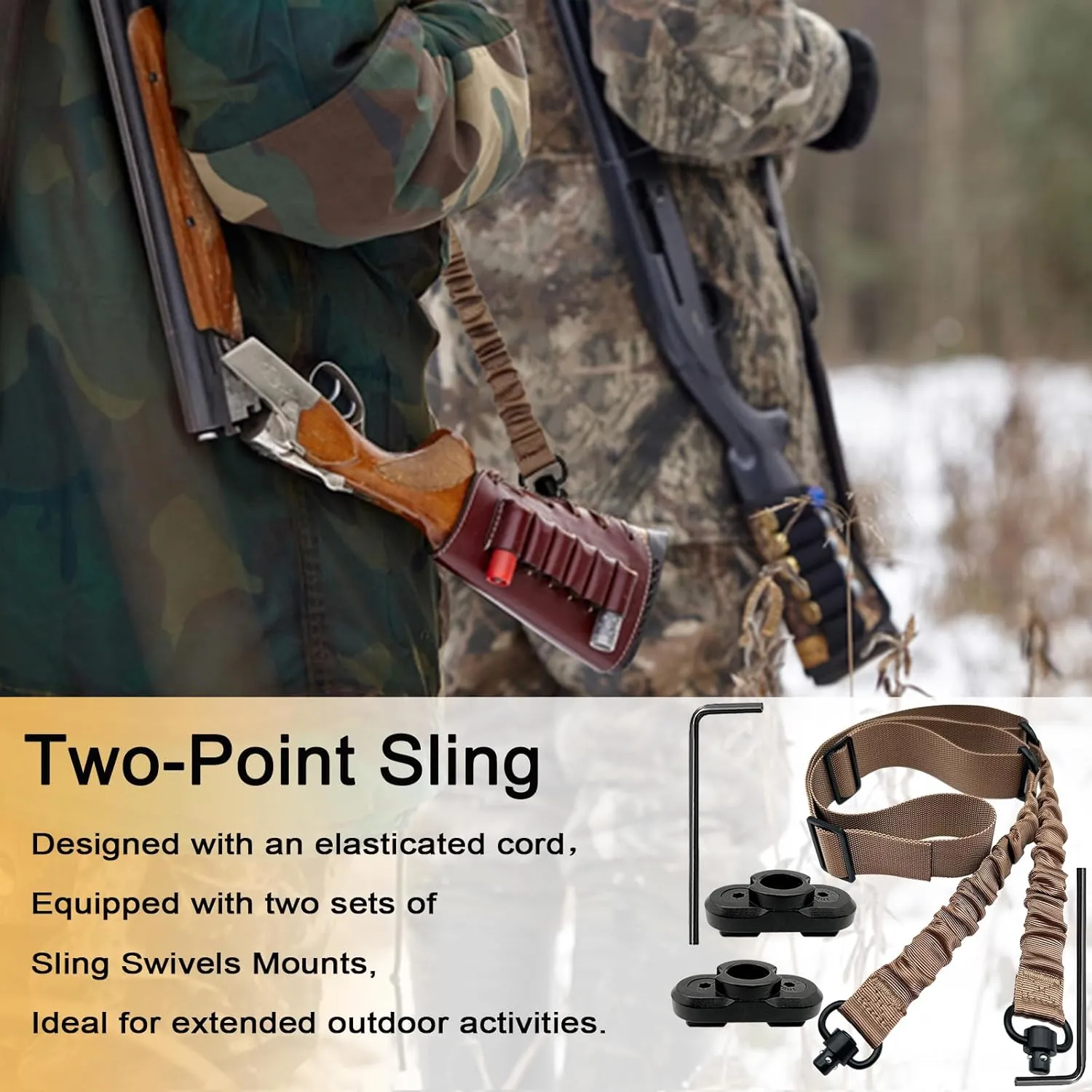2 Point Sling Strap with QD Swivels, 1.5 inch Webbing Two Point QD Sling with Hardware Buckle