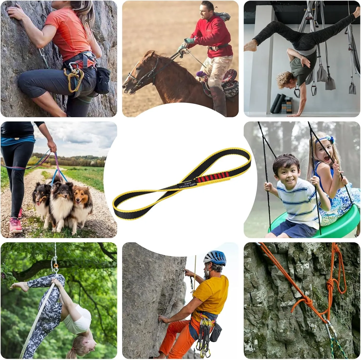 20MM Nylon Climbing Sling Runner 23KN CE2008/EN566 Rock Climbing Webbing Straps for Rock Climbing, Rappelling, Swing, Yoga Hammock etc