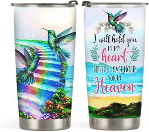20oz Faith Hummingbird Tumbler, Memorial Heaven Stairway Hold You in my Heart, Coffee Thermos for Women, Stainless Steel Double Wall Vacuum Insulated Coffee Mug, Travel Cup with Lid