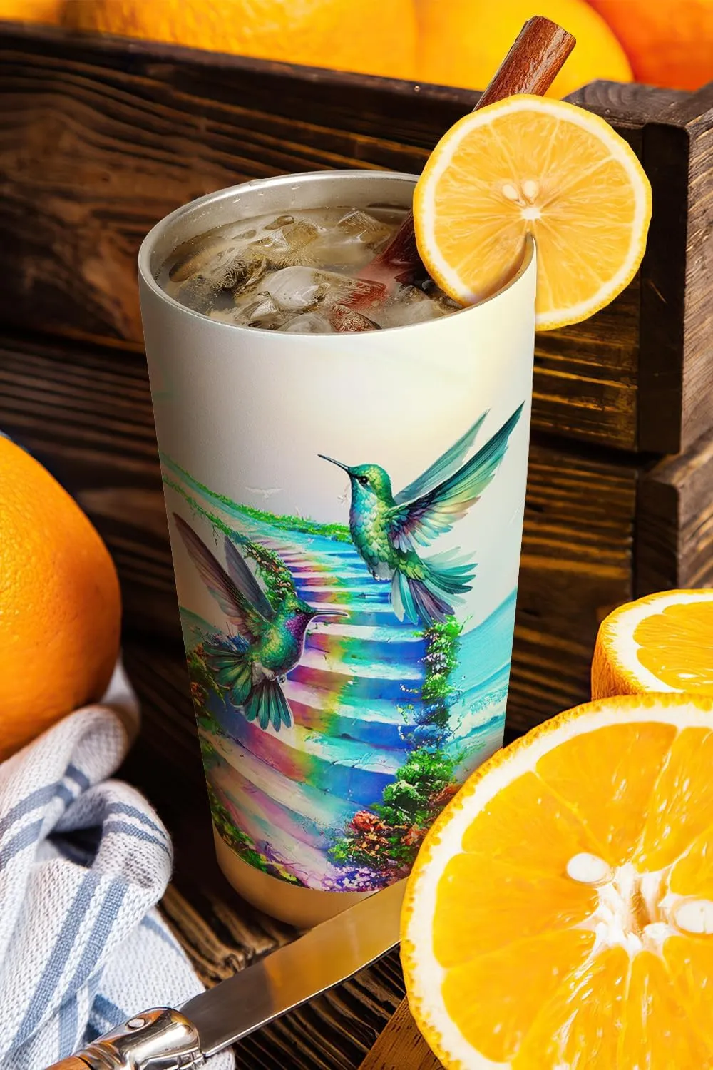 20oz Faith Hummingbird Tumbler, Memorial Heaven Stairway Hold You in my Heart, Coffee Thermos for Women, Stainless Steel Double Wall Vacuum Insulated Coffee Mug, Travel Cup with Lid