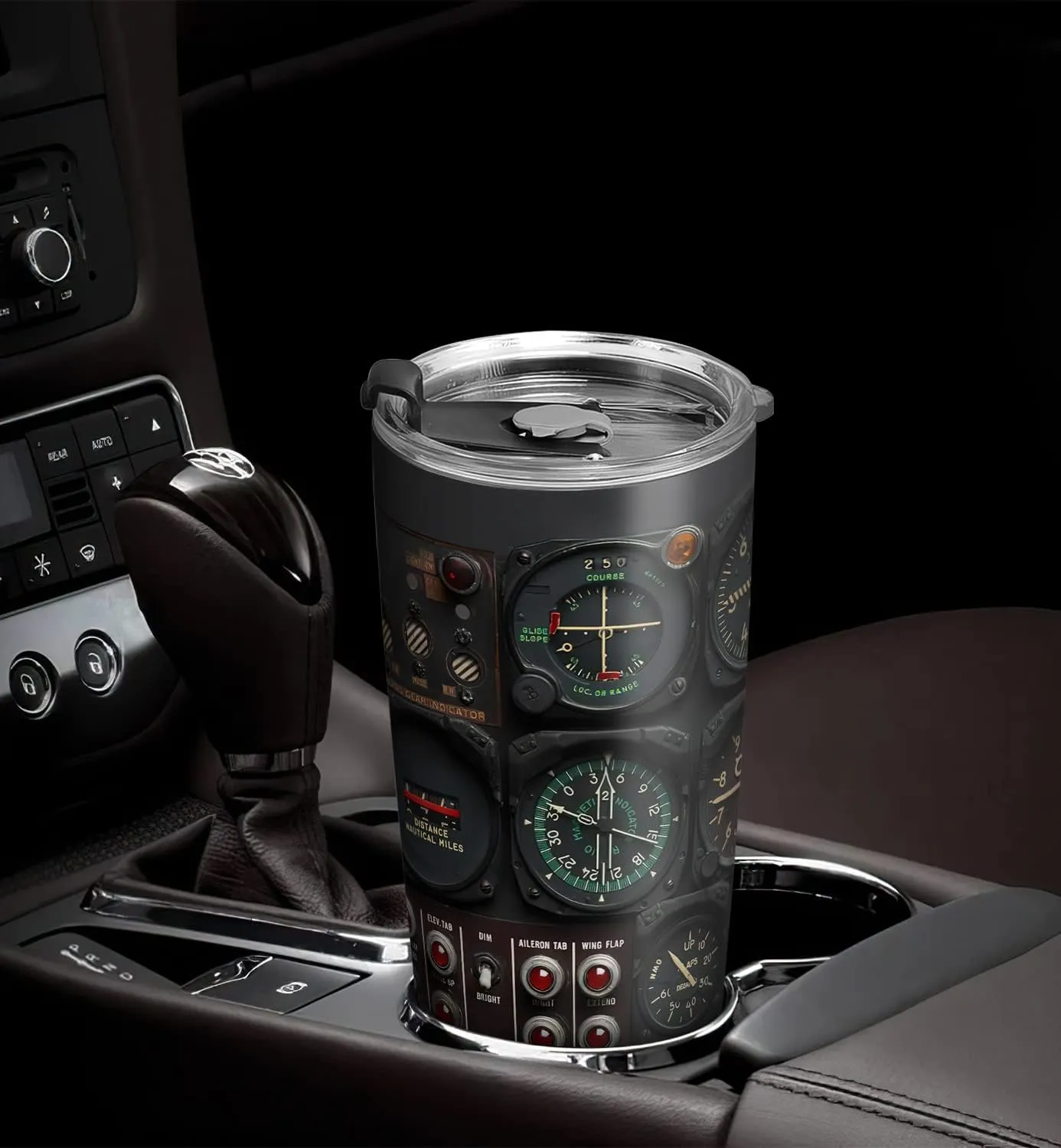 20oz Pilot Gauges Tumbler, Pilot Gifts, Coffee Thermos for Men, Stainless Steel Double Wall Vacuum Insulated Coffee Mug, Travel Cup with Lid