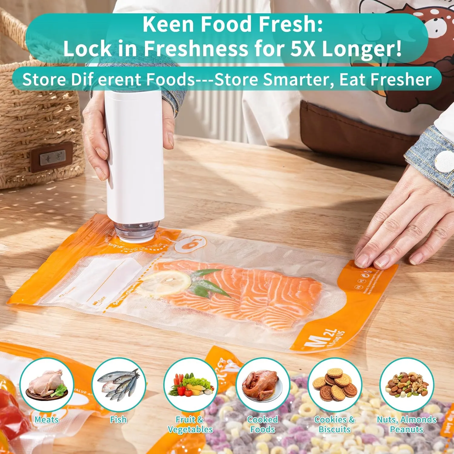 27pcs Vacuum Sealer Kit, Reusable Sous Vide Bags(1pc Electric Pump   20 Bags   6 Clips), Airtight Food Storage for Freshness, PA PE Material, Ideal for Cooking, Meal Prep & Long-Term Freshness