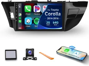 2G 64G- Car Radio for Toyota Corolla/Levin 2014-2017 with Wireless Carplay/Android Auto, Android Car Stereo 10.1 inch Touch Screen GPS Navi WiFi Bluetooth FM/RDS Mirror Link SWC Backup Camera