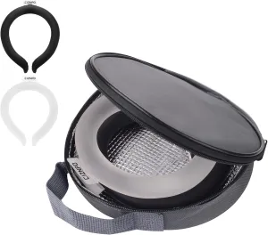 2PCS Neck Cooling Tube, with Insulated Bag, Wearable Ice Coolers Ring Keep Body Cool in Heat/Hot Weather,Reusable Neck Frozen Wraps for Summer in/Outdoor Sports (Black White)