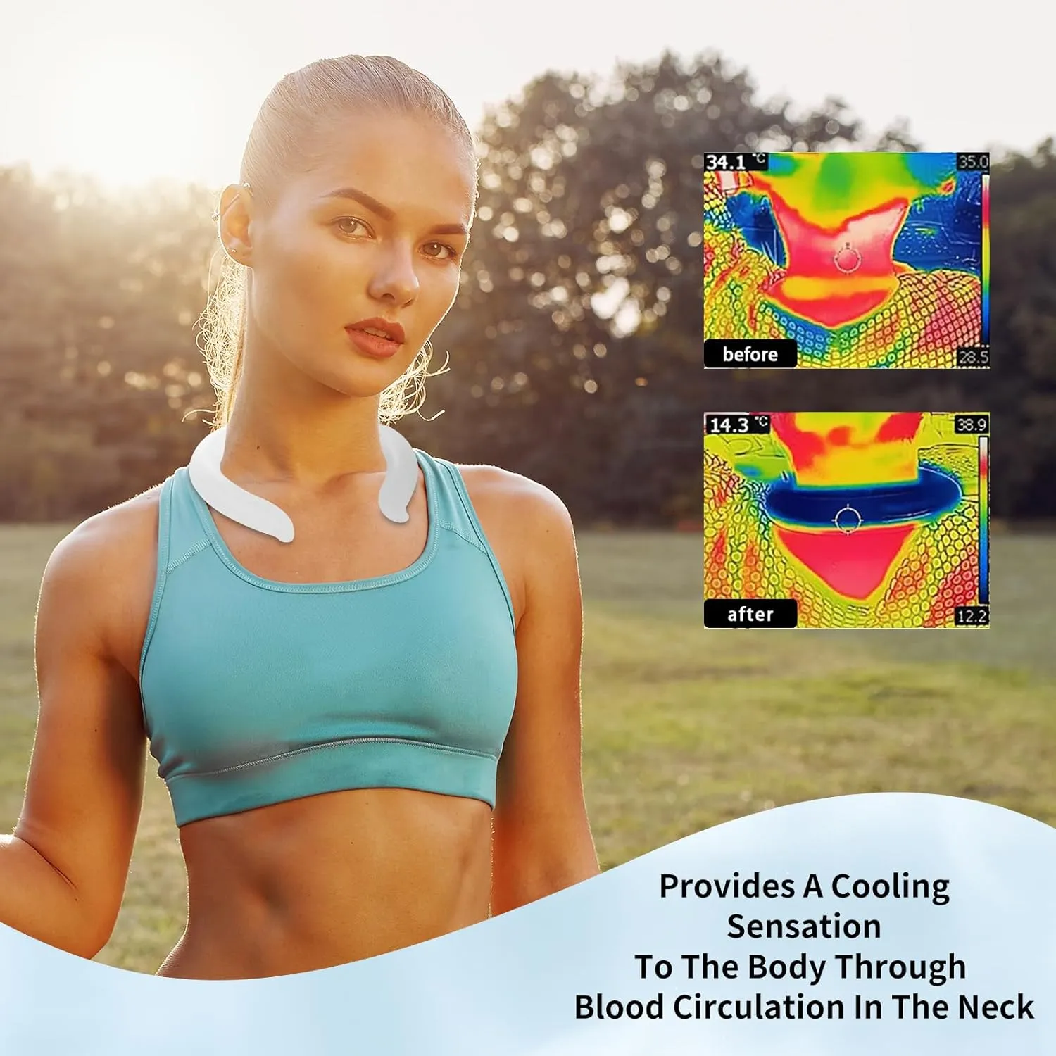 2PCS Neck Cooling Tube, with Insulated Bag, Wearable Ice Coolers Ring Keep Body Cool in Heat/Hot Weather,Reusable Neck Frozen Wraps for Summer in/Outdoor Sports (Black White)