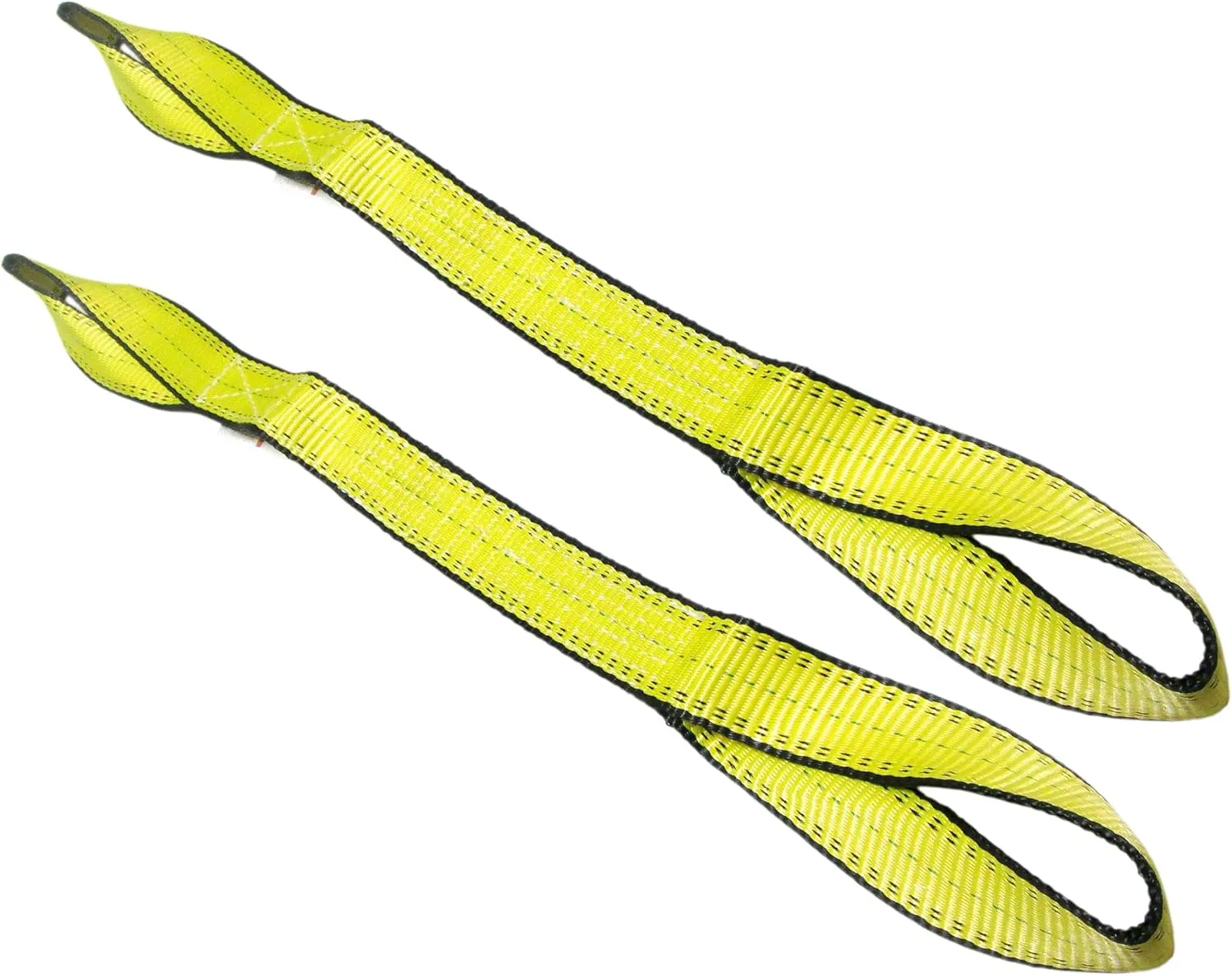 2" x 16 FT 2-ply Twisted Eye Lifting Sling | Rigging and Towing Pull Strap | (2 Pack) Made with 9800# Webbing - Vertical Rating 6,400 LBS