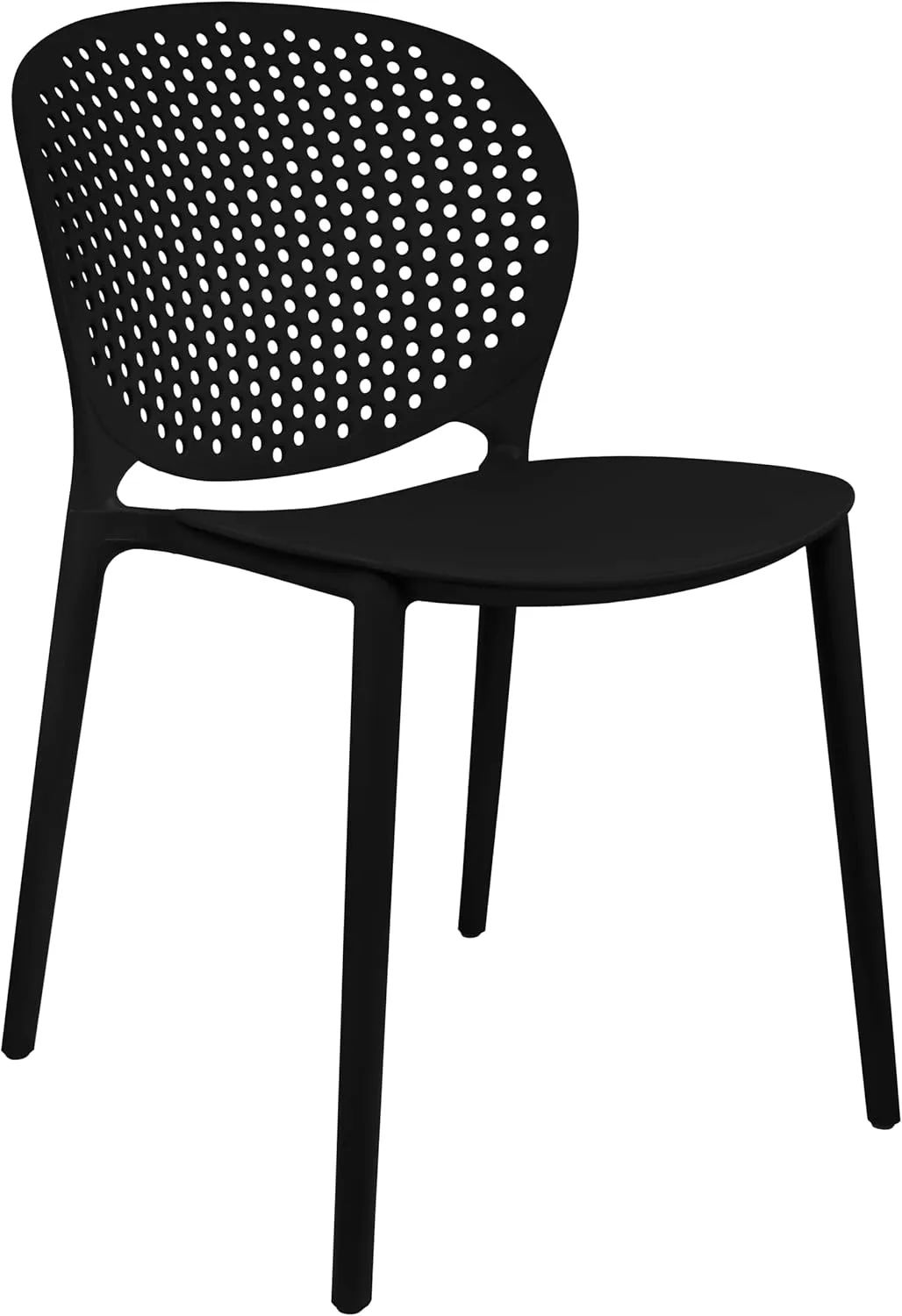 2xhome Set of 4 Modern Pool Patio Chairs, Stackable Dining Side Chairs for Indoor Outdoor Kitchen Living Room Restaurant, Black