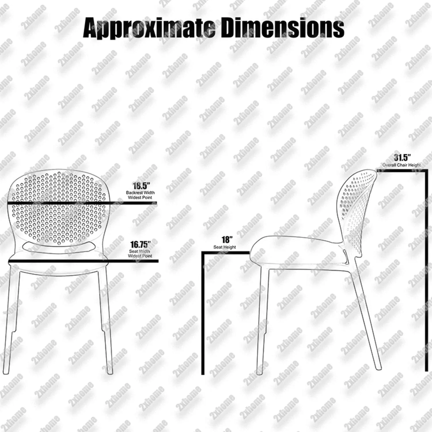 2xhome Set of 4 Modern Pool Patio Chairs, Stackable Dining Side Chairs for Indoor Outdoor Kitchen Living Room Restaurant, Gray