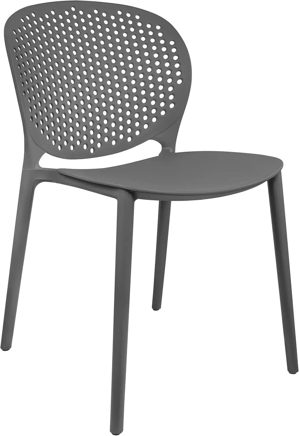 2xhome Set of 4 Modern Pool Patio Chairs, Stackable Dining Side Chairs for Indoor Outdoor Kitchen Living Room Restaurant, Gray