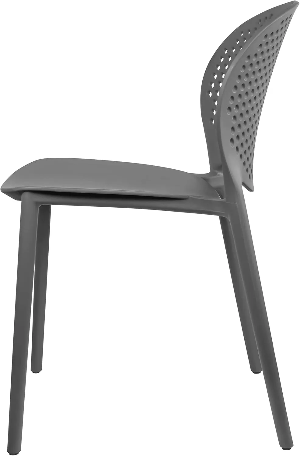 2xhome Set of 4 Modern Pool Patio Chairs, Stackable Dining Side Chairs for Indoor Outdoor Kitchen Living Room Restaurant, Gray