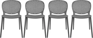 2xhome Set of 4 Modern Pool Patio Chairs, Stackable Dining Side Chairs for Indoor Outdoor Kitchen Living Room Restaurant, Gray