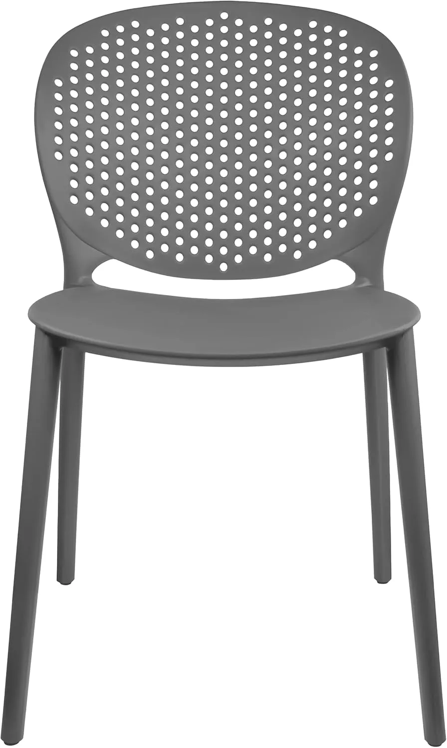2xhome Set of 4 Modern Pool Patio Chairs, Stackable Dining Side Chairs for Indoor Outdoor Kitchen Living Room Restaurant, Gray