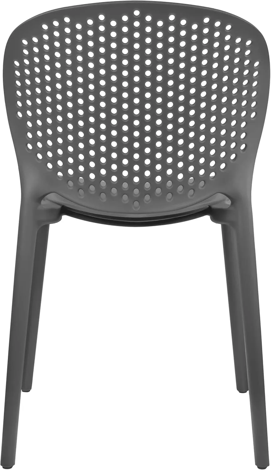 2xhome Set of 4 Modern Pool Patio Chairs, Stackable Dining Side Chairs for Indoor Outdoor Kitchen Living Room Restaurant, Gray